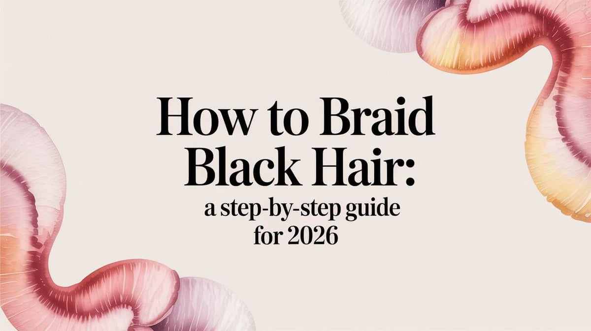 Image featuring text: How to Braid Black Hair: a step-by-step guide for 2026, with decorative design elements.