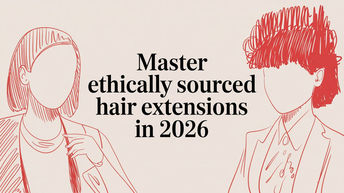 Master Ethically Sourced Hair Extensions in 2026 promotional image featuring stylish hairdos.
