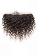 Front view of a 13x4 Curly Raw Indian Hair HD Lace Frontal showcasing natural volume, defined curls, and a pre-plucked, melted hairline for a seamless install.