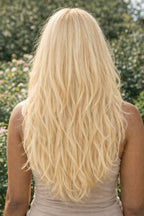 Authentic Platinum 613 Blonde Straight Temple Hair, featuring single-donor quality that is perfect for custom watercolor dyeing.