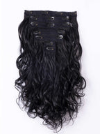 Raw Indian Hair Clip-in set wavy Extensions view of Clip ins