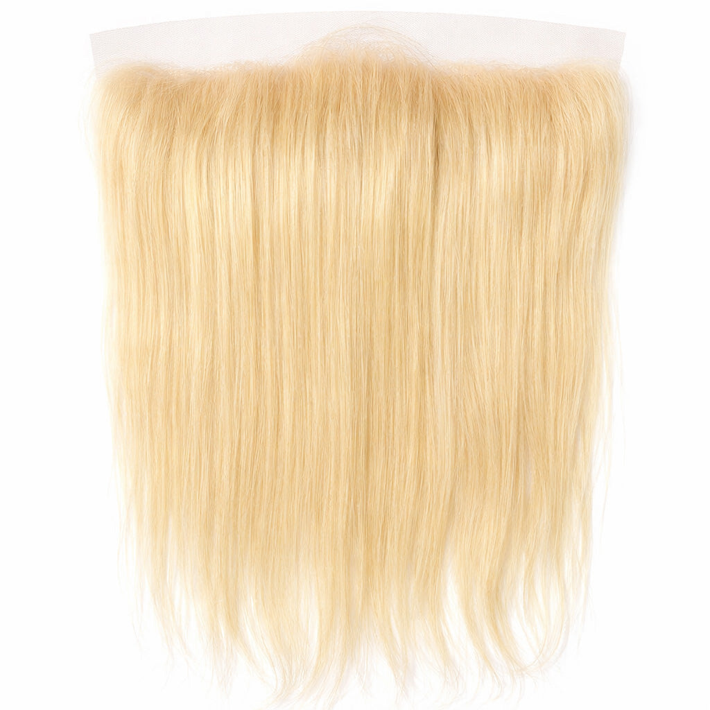 Premium Wavy 613 Blonde Raw Indian Hair frontal with a natural pre-plucked hairline.