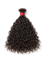 BigLove Curly Raw Indian Keratin I-tip extensions featuring 100% unprocessed single-donor hair with durable, high-quality Italian keratin bonds for professional installs.