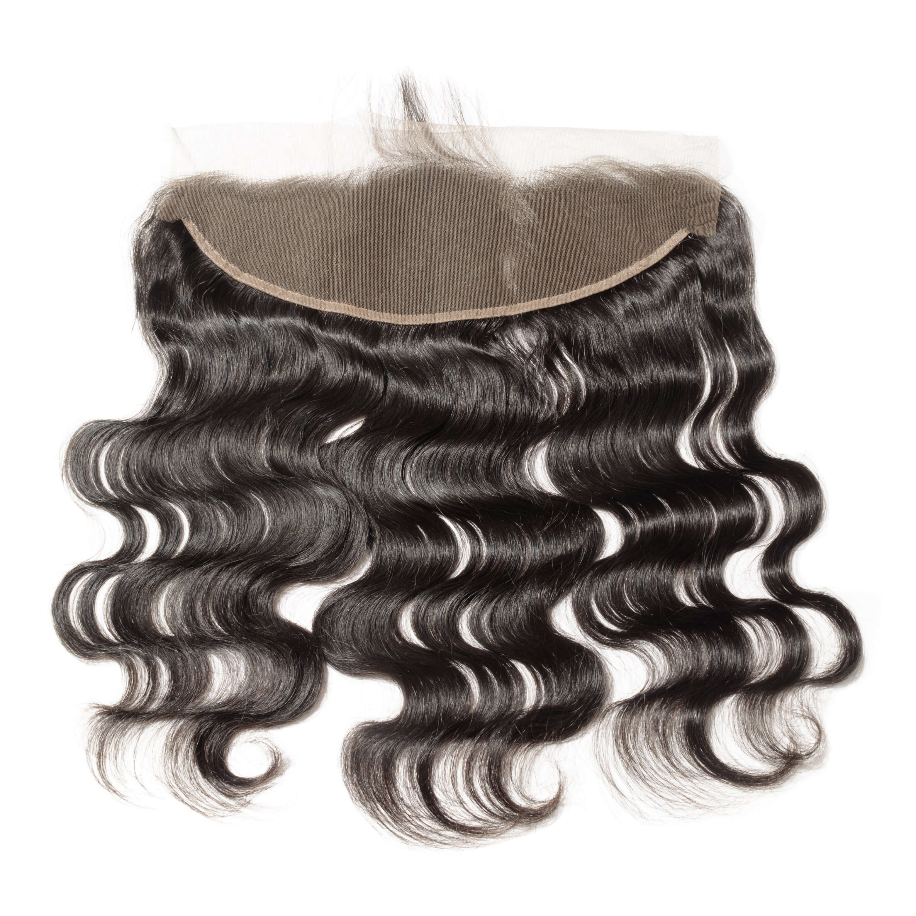 Raw Indian hair lace frontal sample held against skin to demonstrate the seamless "melt" and high-grade Swiss lace quality.