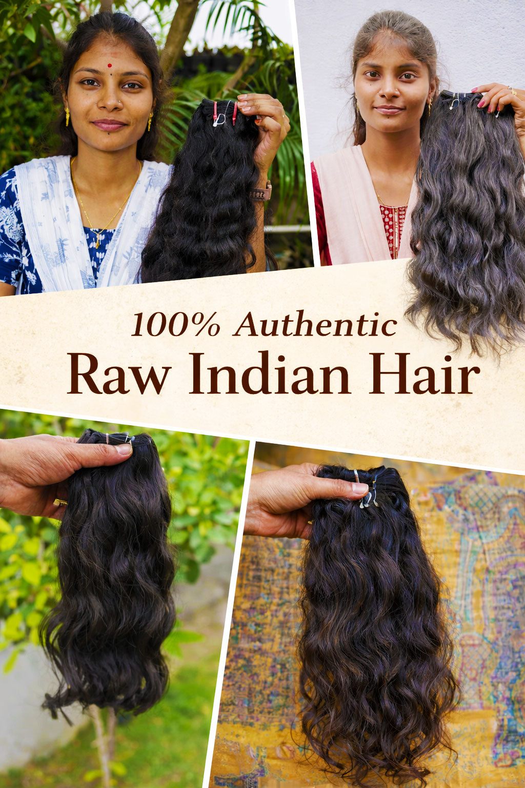 Raw Indian hair bundles showing natural wavy texture, temple-sourced and unprocessed
