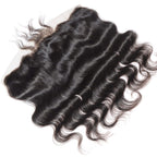 A sample 13x4 raw Indian curly frontal showcasing a natural, pre-plucked hairline and gradual density transition.
