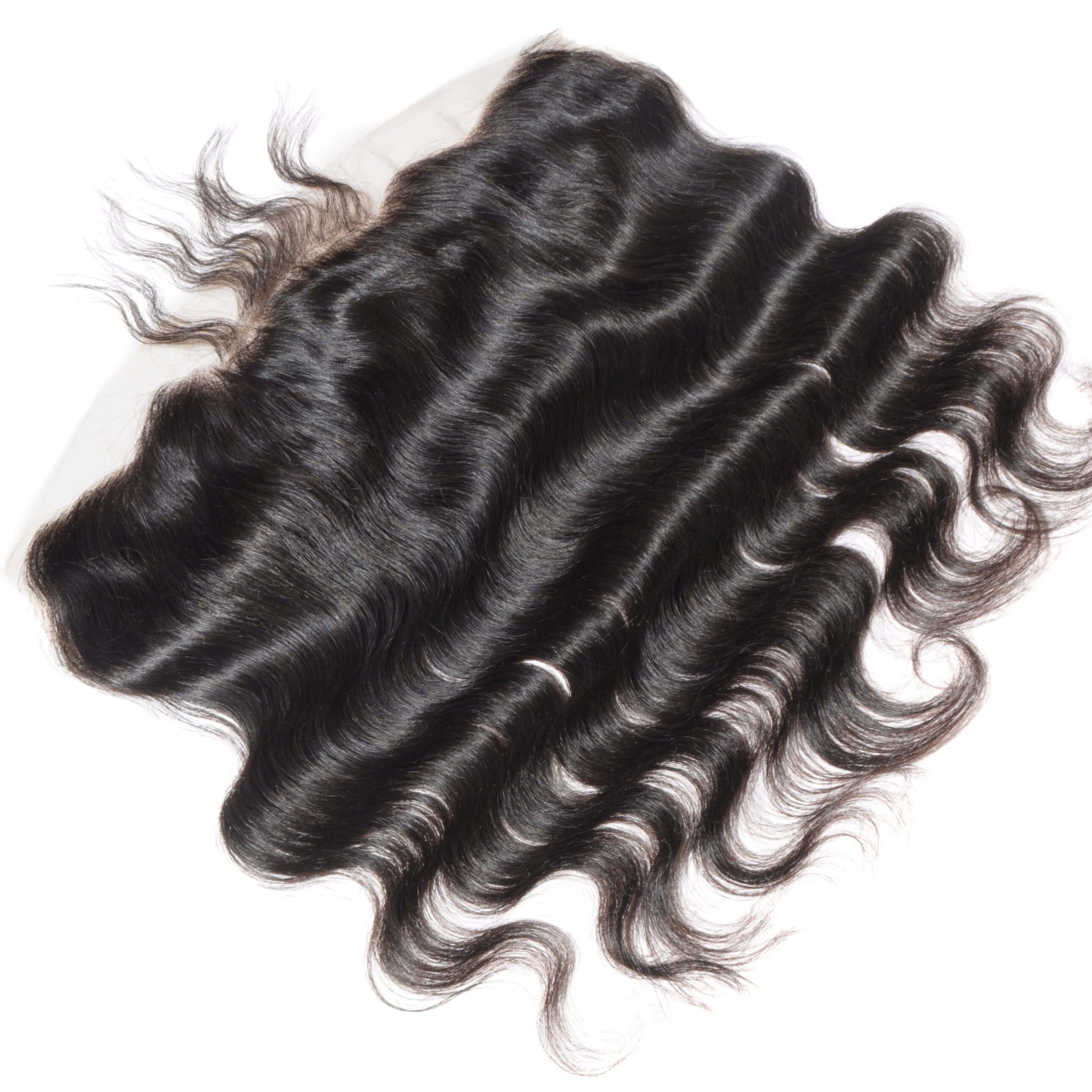 A sample 13x4 raw Indian curly frontal showcasing a natural, pre-plucked hairline and gradual density transition.